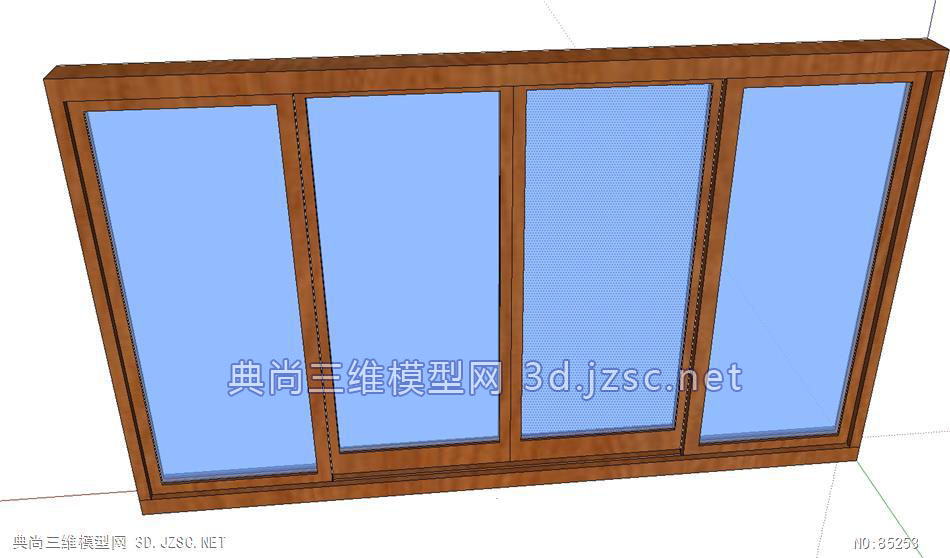 木制玻璃窗口窗户su模型