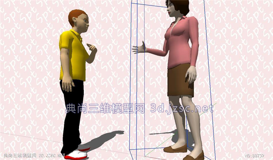 3d人物妈妈与孩子的su模型su模型