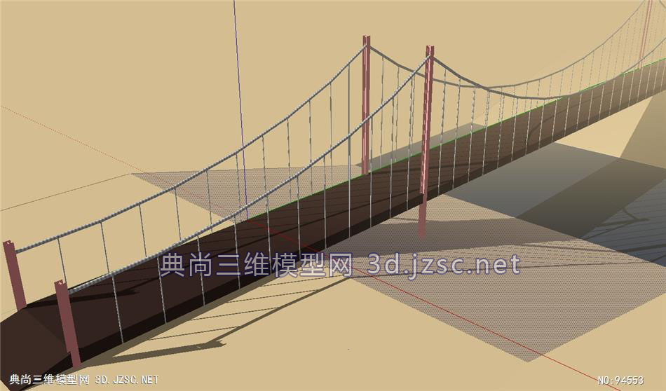 景观小品精实体精模sketchup小型木吊桥su模型