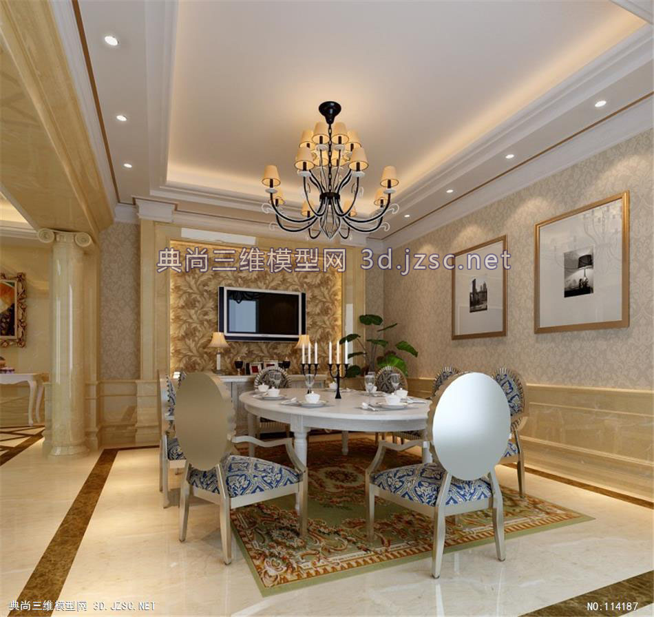 餐厅模型3dmax欧式餐厅模型01