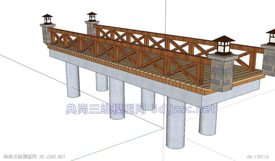 景观小品模型sketchup平桥su模型