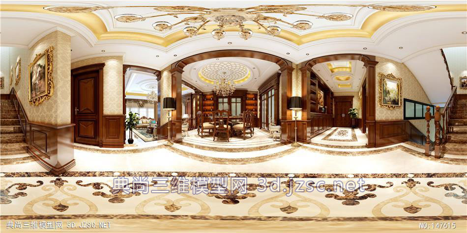 餐厨空间欧式风格I21720全景效果图模型-3dmax室内模型
