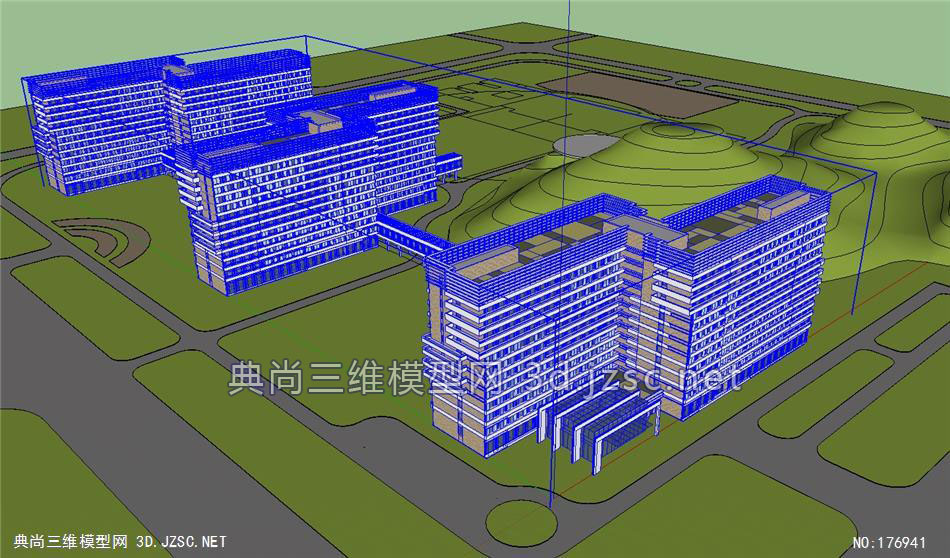 现代大型医院su模型 su建筑三维模型su模型