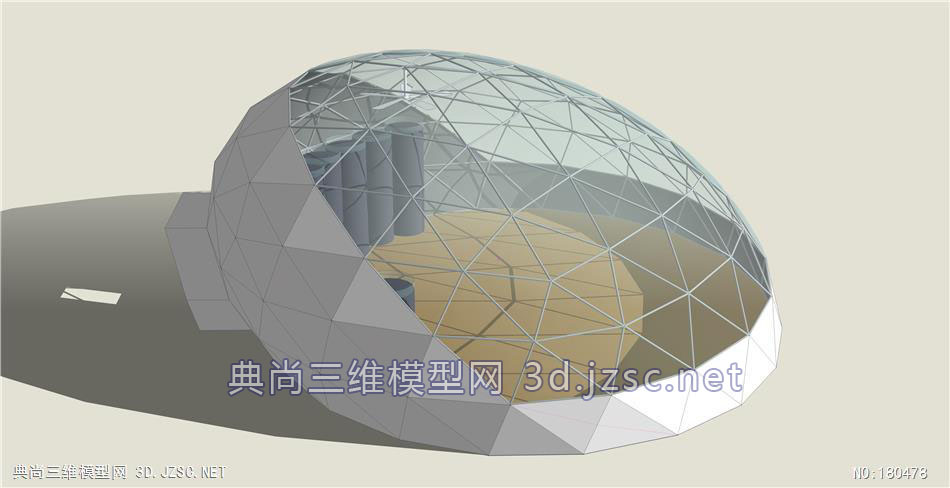 异形穹顶集群框架结构建筑su精选(18)su模型