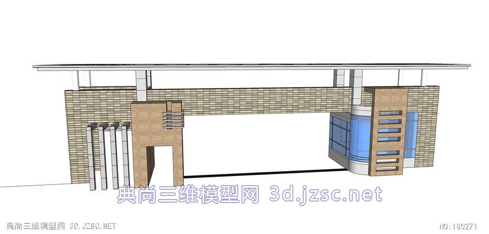 现代大门006--私蓄素材su模型 景观小品(精)su模型