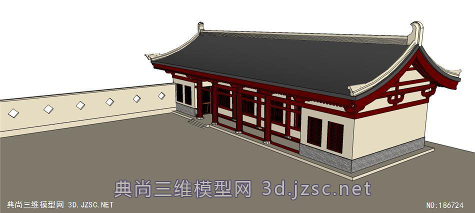 su古代建筑房屋唐代建筑房屋su模型