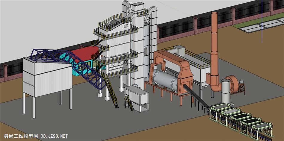 沥青搅拌站su模型 工业厂区厂房su模型