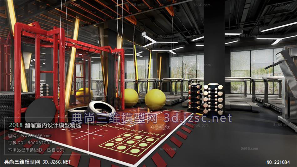 健身房H006工业风格Industrialstyle1工装效果图模型 max模型 室内三维模型 3d
