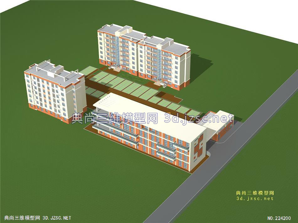 艾7-多层住宅-0021 多层小区模型 3dmax模型