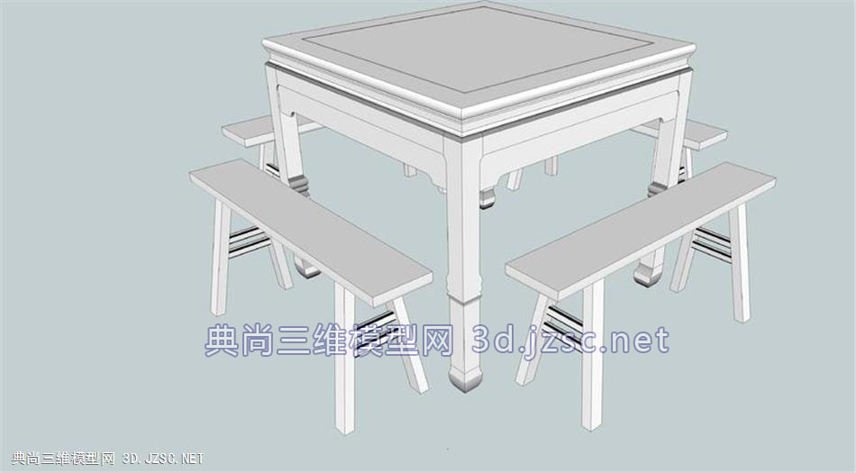 中式-方桌-八仙桌-长板凳