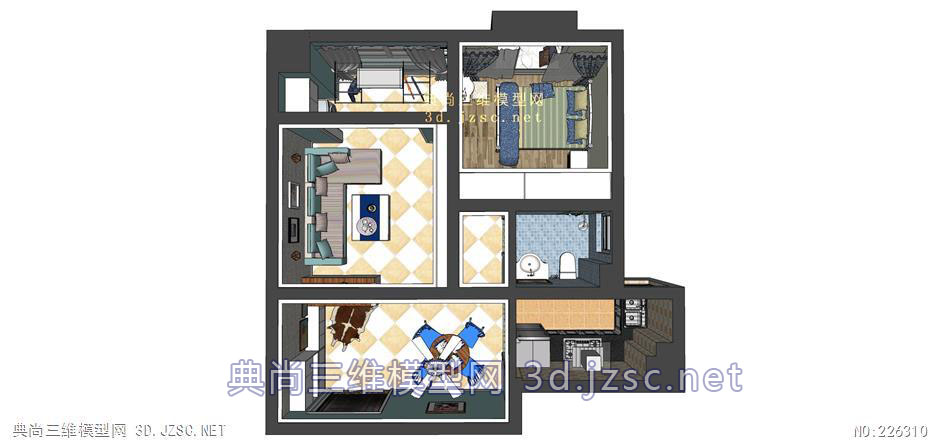 素材(8 su室内家装场景 家装客厅整理模型 室内家装模型 室内装修模