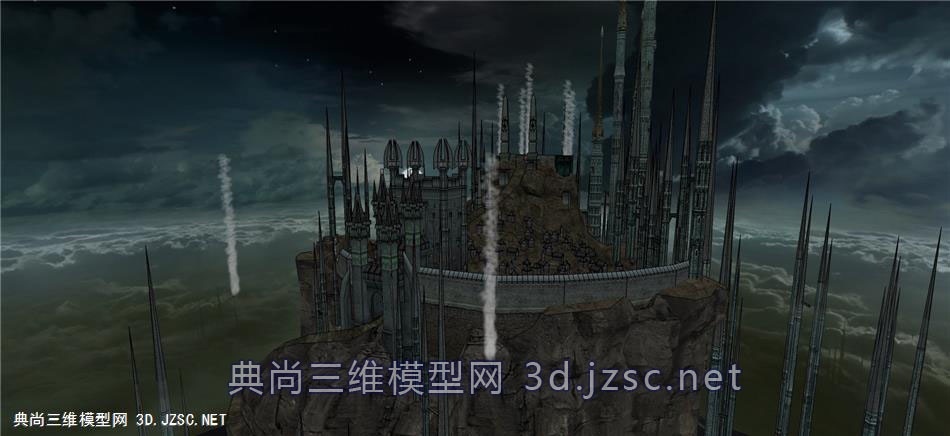 游戏场景传说漂浮在太空的亡灵城堡宫殿