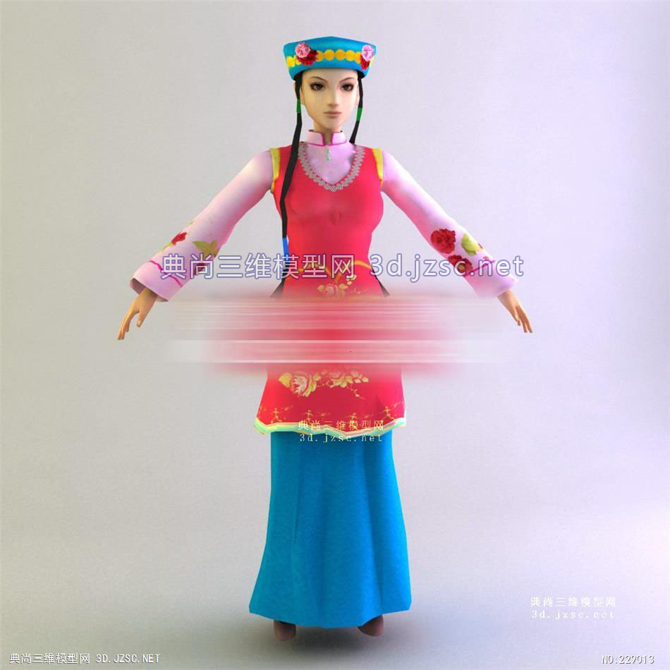 保安族女士服饰 少数名族人物 3dMAX模型-配景素材
