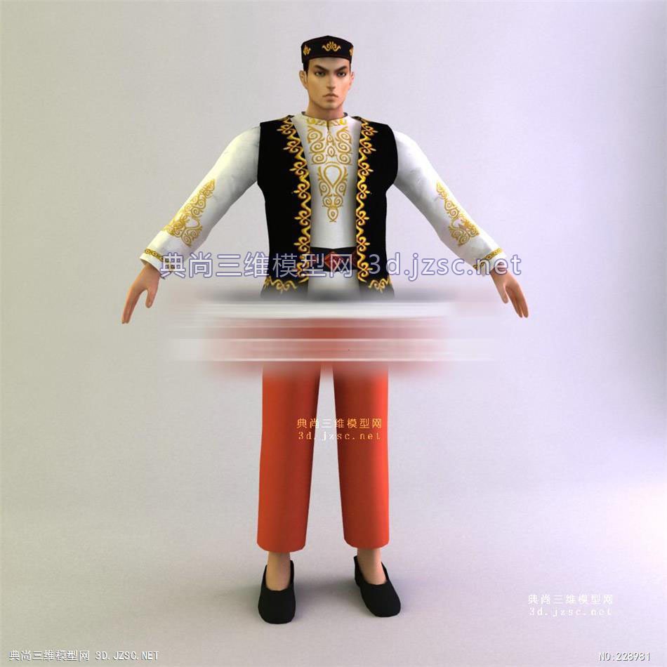 哈萨克族男士服装 少数名族人物 3dmax模型-配景素材3dmax模型