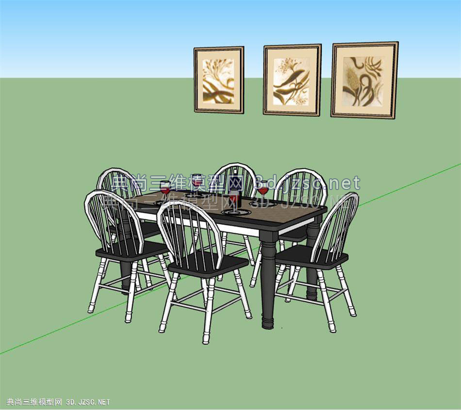 欧式餐桌椅+照片墙相框