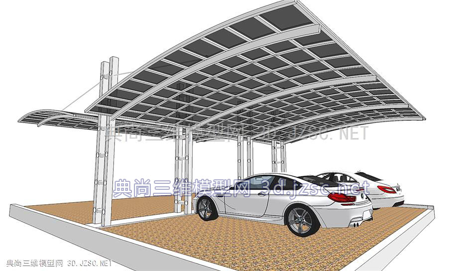 车棚  景观su模型