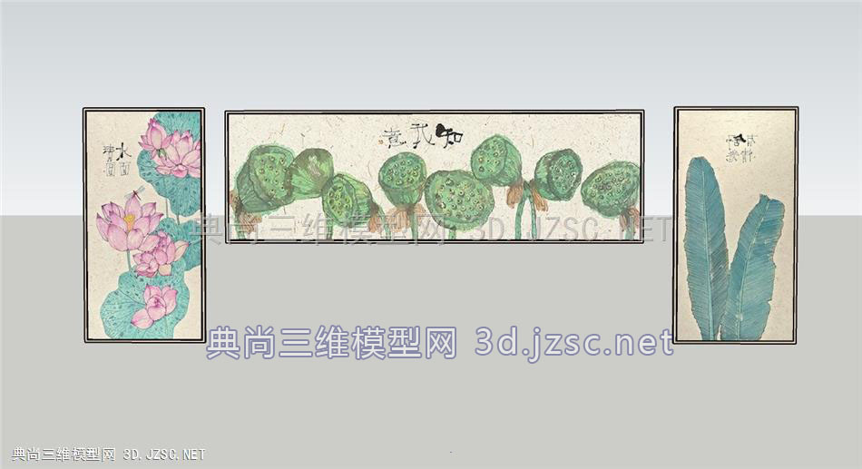 新中式水墨画/装饰画/植物壁画/挂画
