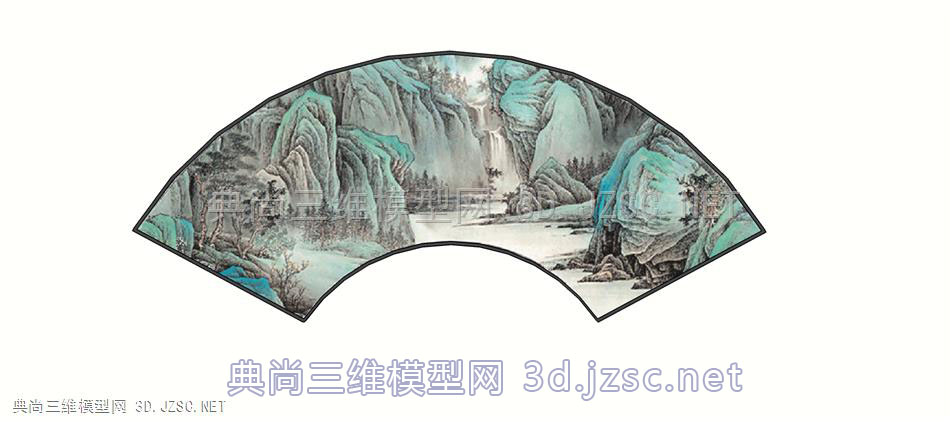 中国风国画/扇形山水装饰画/壁画/挂画（1）