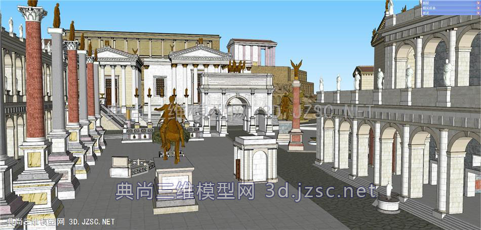 古罗马广场3dmax模型 古建寺庙宗教3dmax模型
