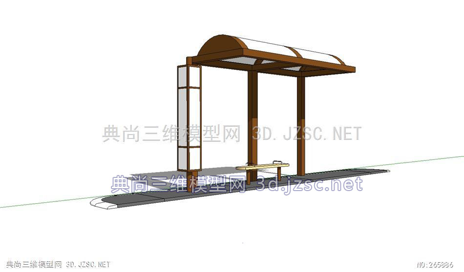 su模型站现代公交车站37公交站模型su模型 景观小品su