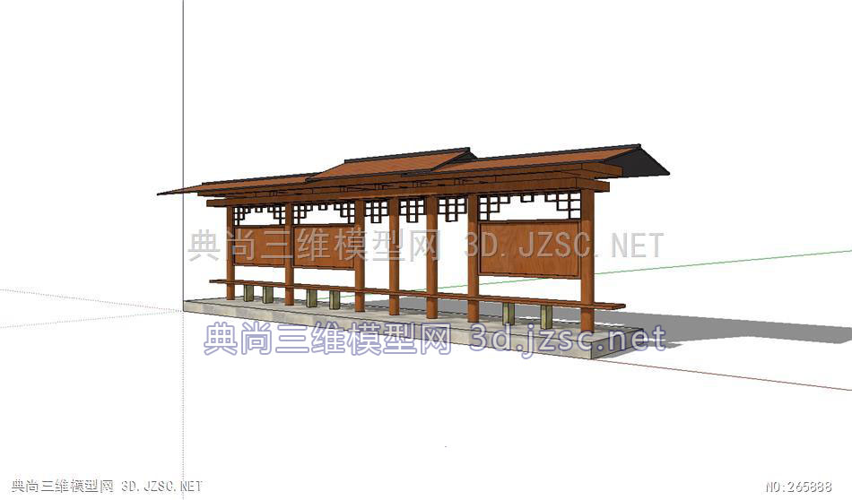 su模型站现代公交车站35公交站模型su模型 景观小品su