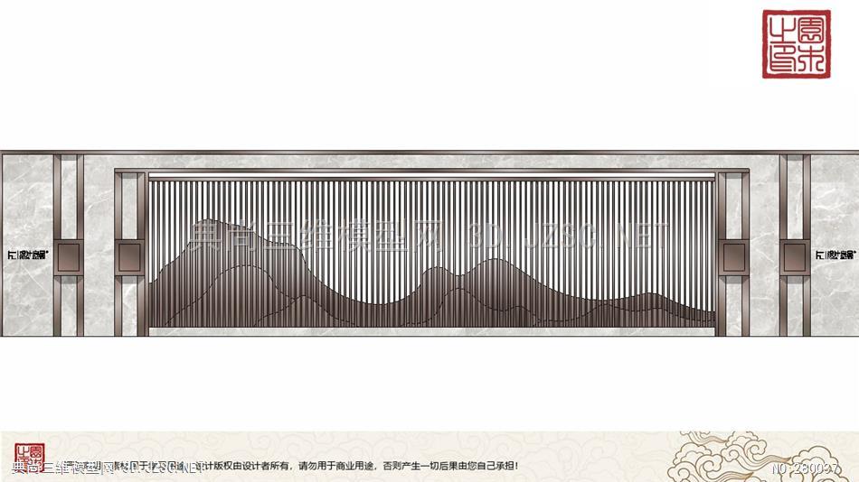 景墙丨高端展示区景墙丨中式丨新中式丨现代丨山水景墙山石片岩——