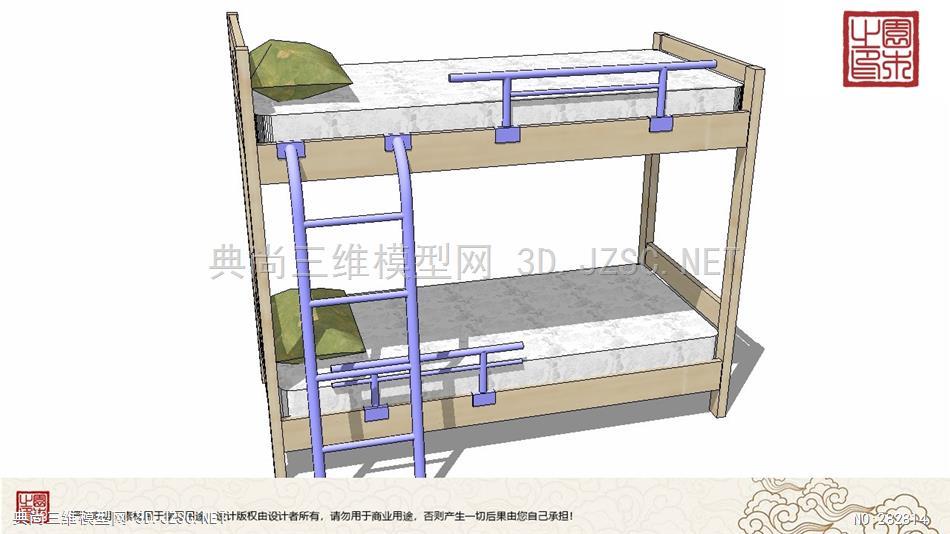 上下铺丨床丨高低床铺—— (72)su模型 室内小品(精)