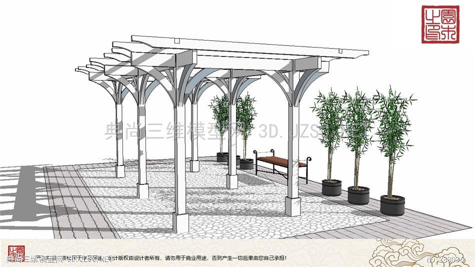 精品廊架 (17)su模型 景观小品(精)su模型