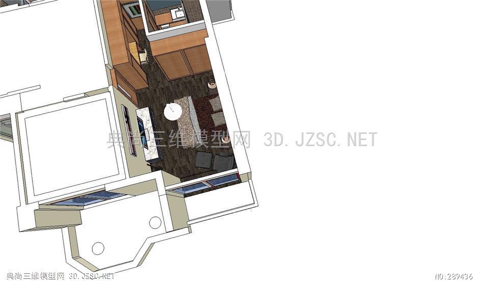 现代室内家装SU模型室内装修设计模型