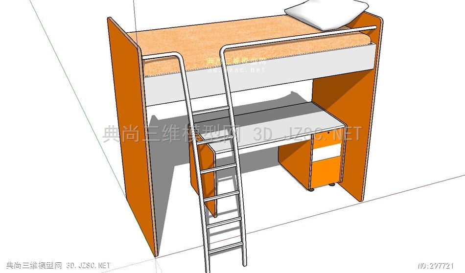 上下床高低床铺设计素材67床铺模型sketchup室内模型库su模型床铺su