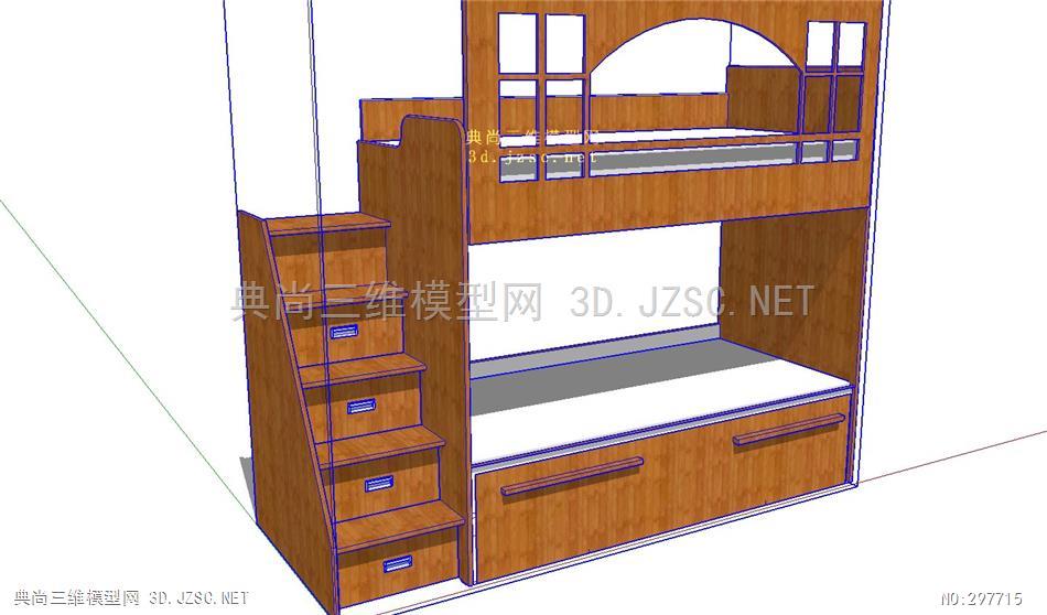 上下床高低床铺设计素材73 床铺模型 sketchup室内模型库su模型 床铺