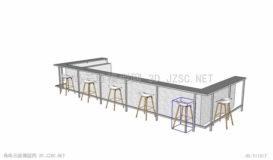 吧台吧凳吧台3 su室内小模型 草图大师家具模型库su模型