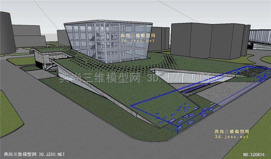 图书馆覆土空间及内部细节 sketchup模型 景观su模型小品su模型