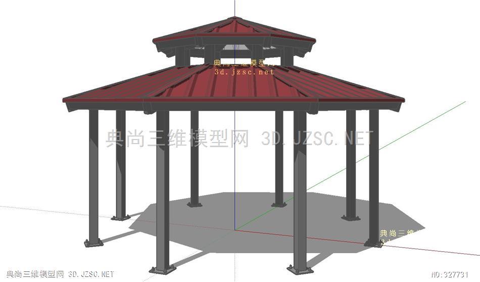 现代亭子20v通风八角形20ventedoctagonalsketchup模型现代亭子su模型