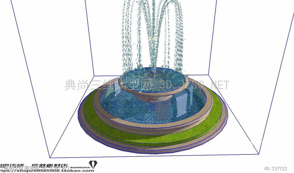 喷泉水景喷泉个喷泉66 sketchup模型跌水喷泉su模型 水池水景su模型