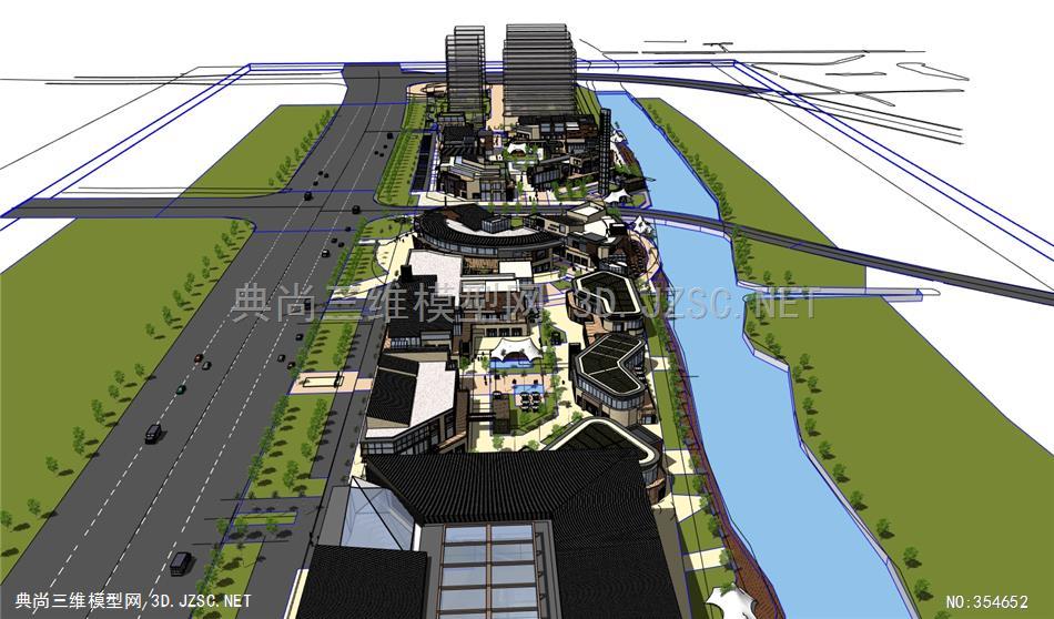 商业lvdib013 商业街设计模型su模型 商业建筑su模型