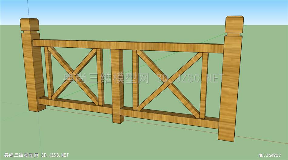 防腐木护栏1su模型