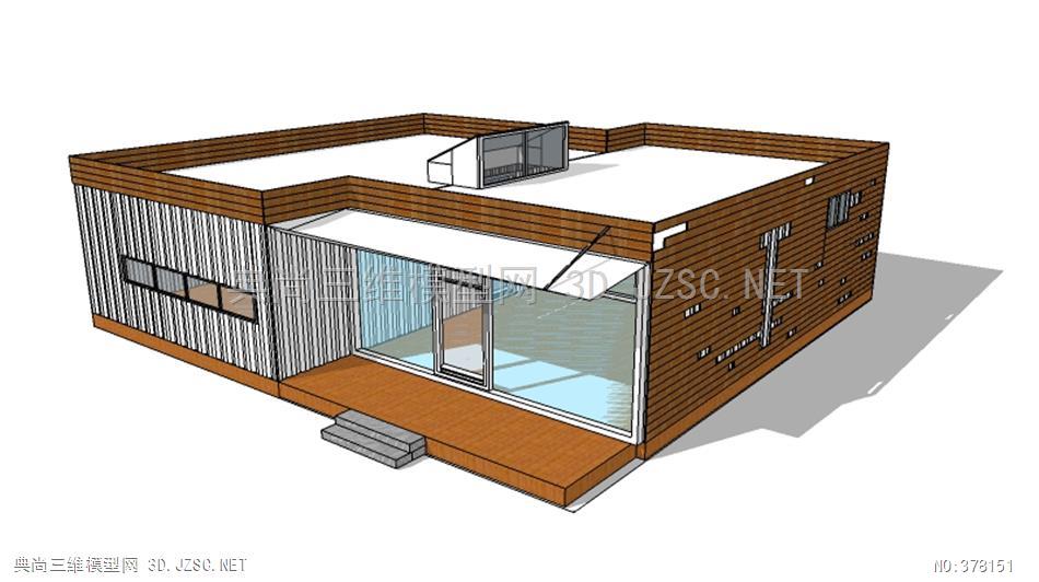 集装箱改造工业风建筑别墅设计外观46su模型