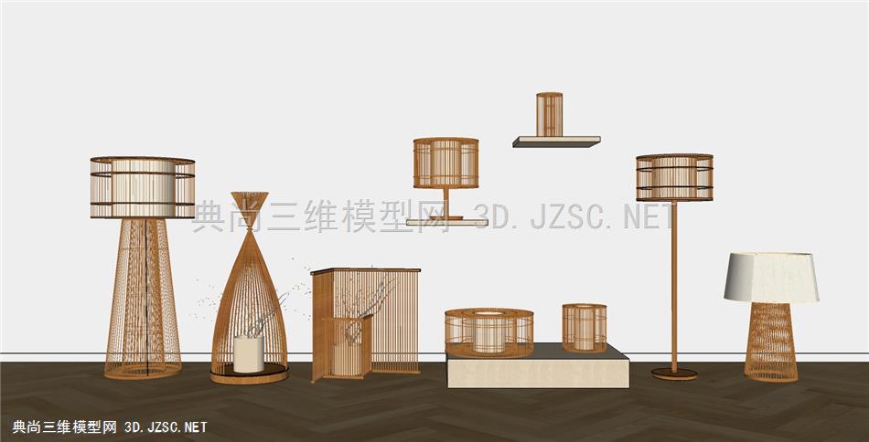 现代中式禅意灯具组合。。