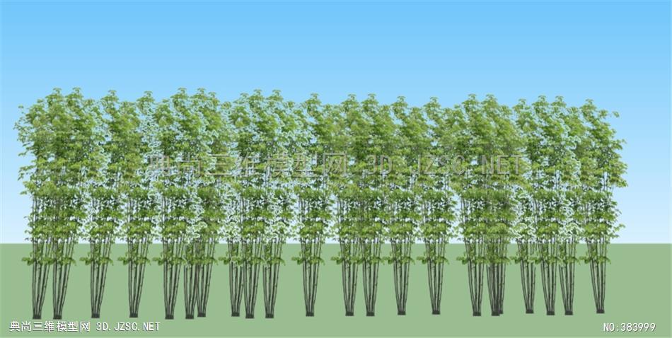 中式禅意树竹子绿篱su真实树南北方植物特色精品常用植物树11su模型