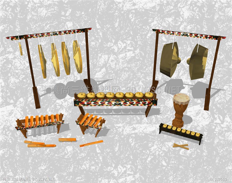 民族乐器中国传统乐器古董组合锣鼓编钟