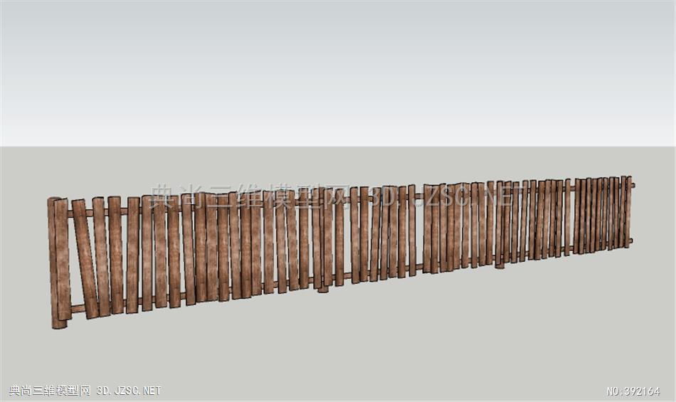 乡村农村田园庭院竹木篱笆墙围栏 (1)su模型 围墙su