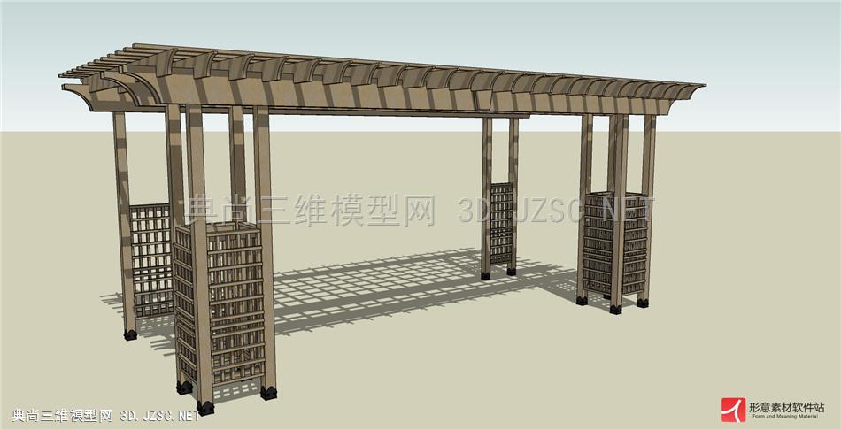 现代新中式简约木质休闲廊架花架镂空顶棚葡萄架亭子，木格(2)