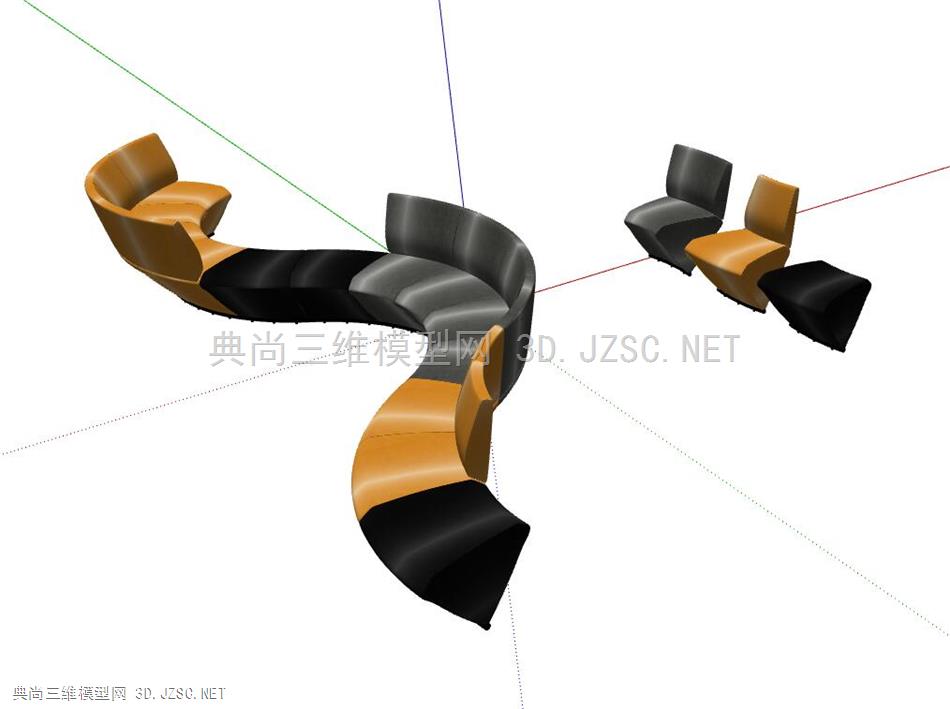 404曲线型卡座、流线沙发