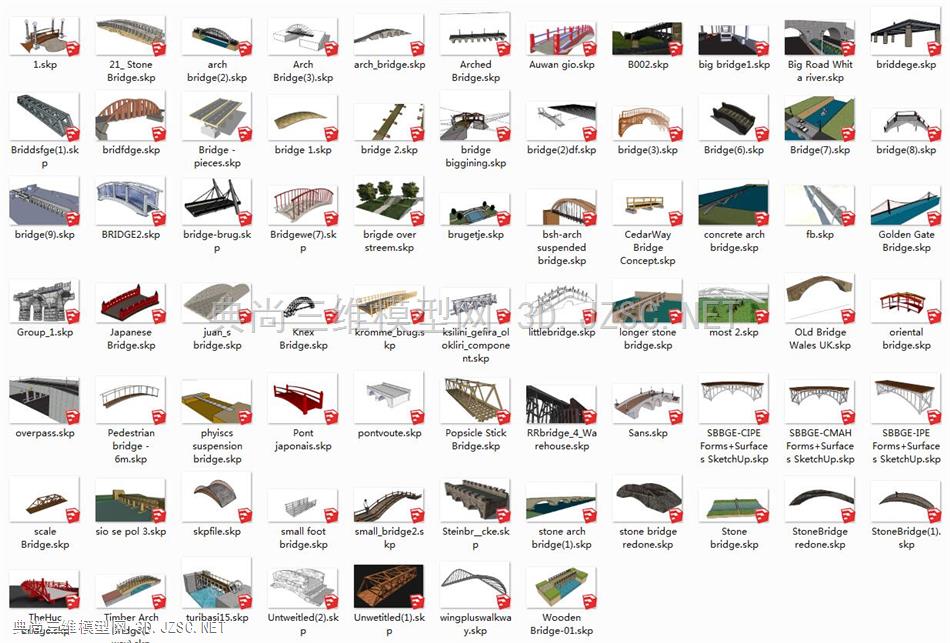 【合集】现代简约景观桥模型库73个
