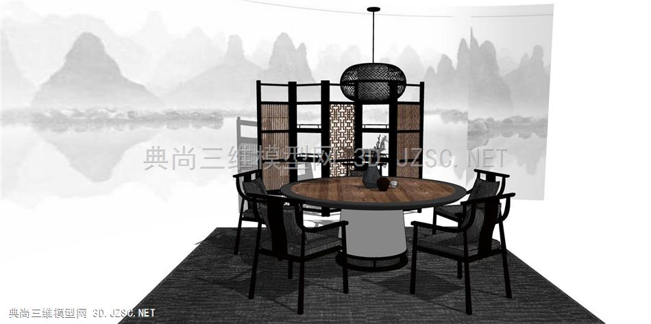 新中式桌椅套装、家具组合(12)