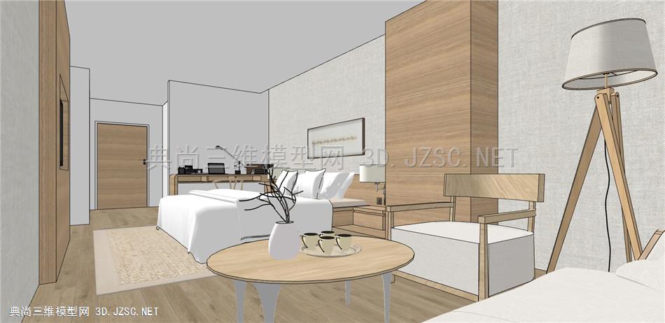 新中式卧室组合、床铺、床头背景(11)