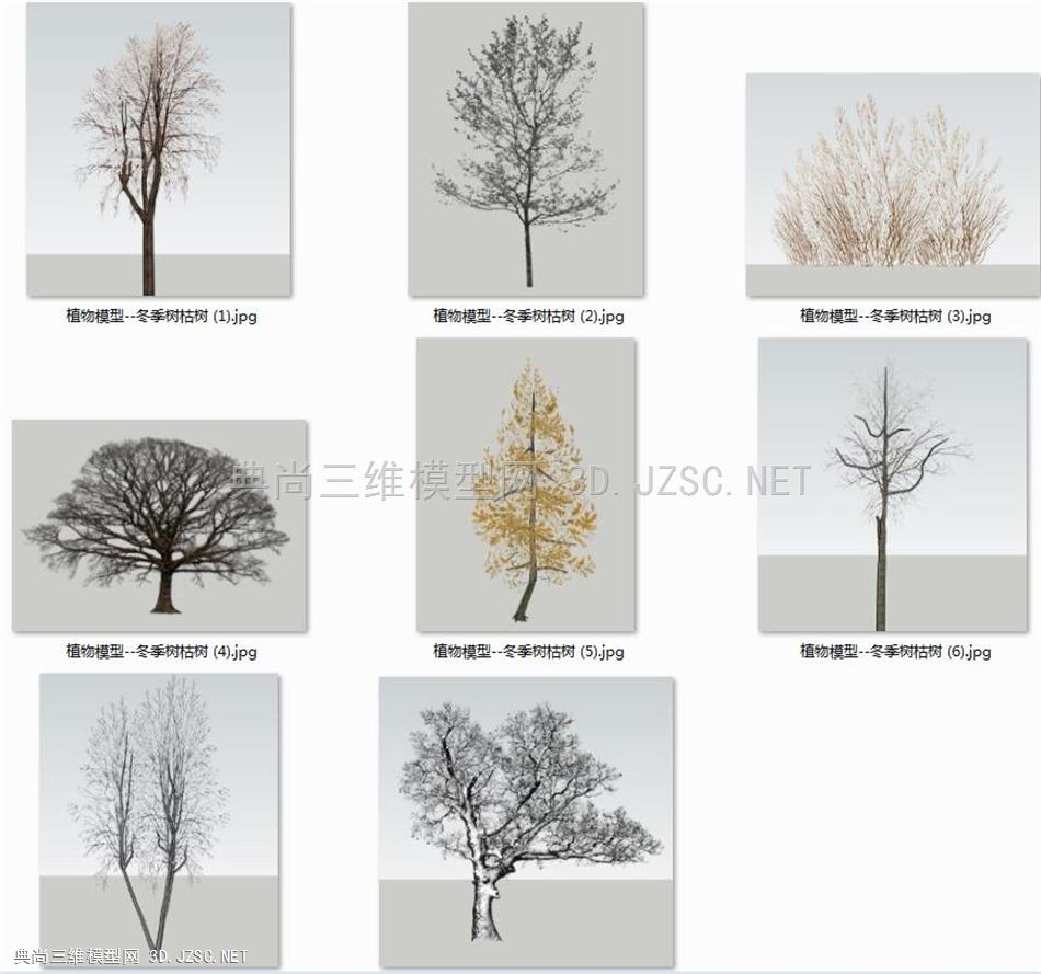 【合集】植物模型库--冬季树枯树