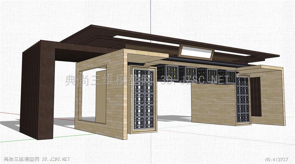 现代,新中式门楼,大门 (1)su模型