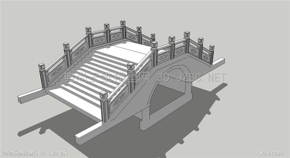 中式石拱桥的SU模型古典园林设计素材.JPG
